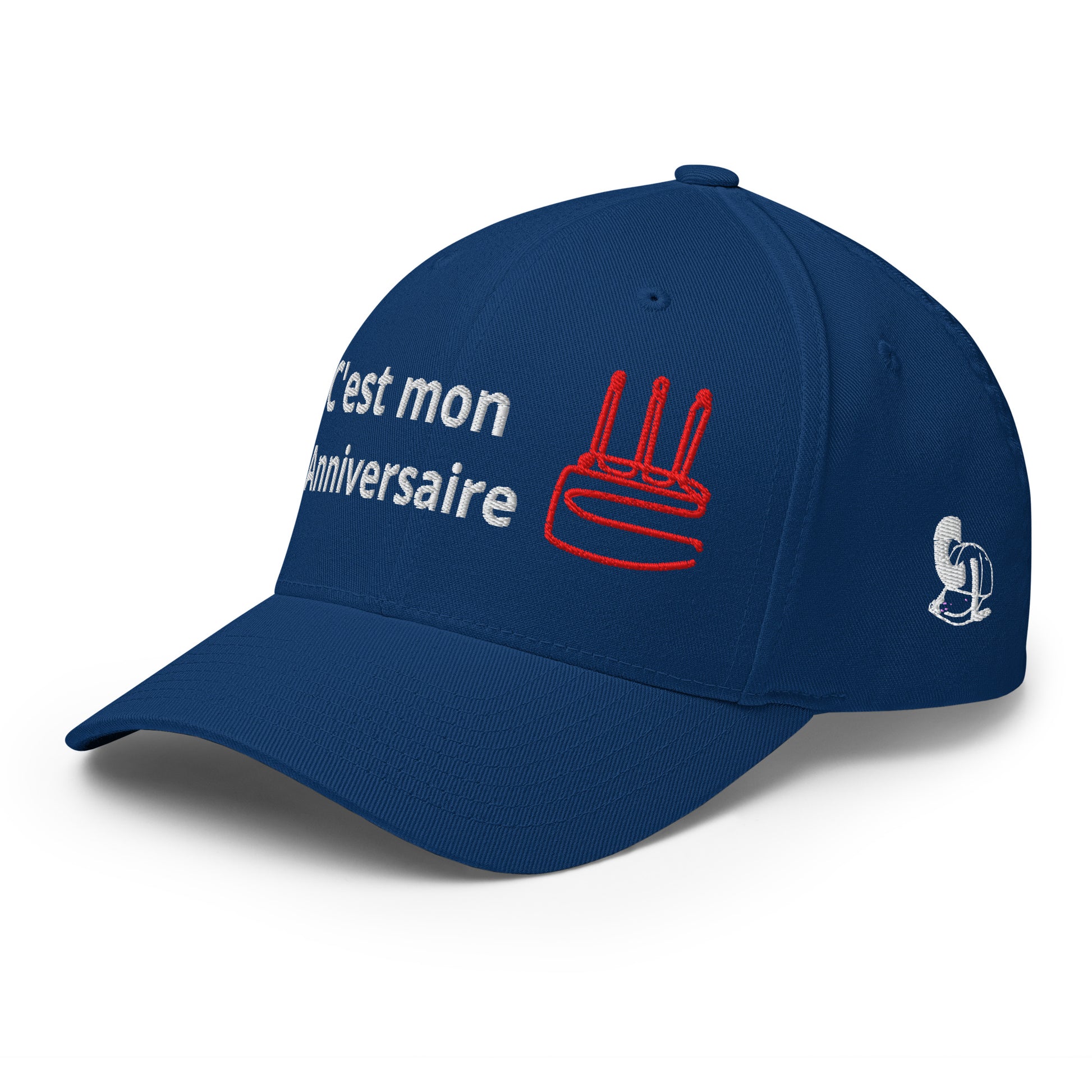 Casquette Baseball, brodée « C'est mon anniversaire », en Bleu Roi, vue de trois quarts, image 25