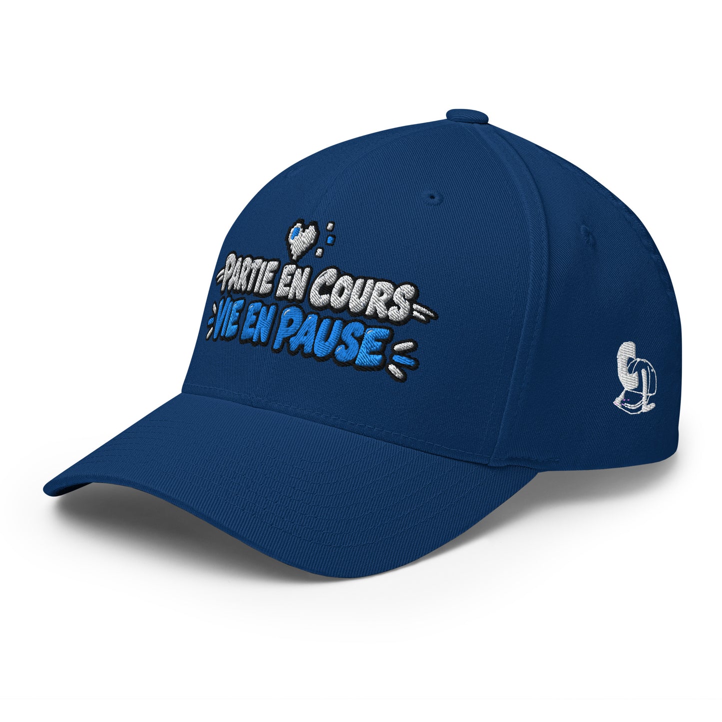 Casquette Casquette, brodée « Partie en cours, vie en pause », en Bleu Roi, vue de trois quarts, image 30