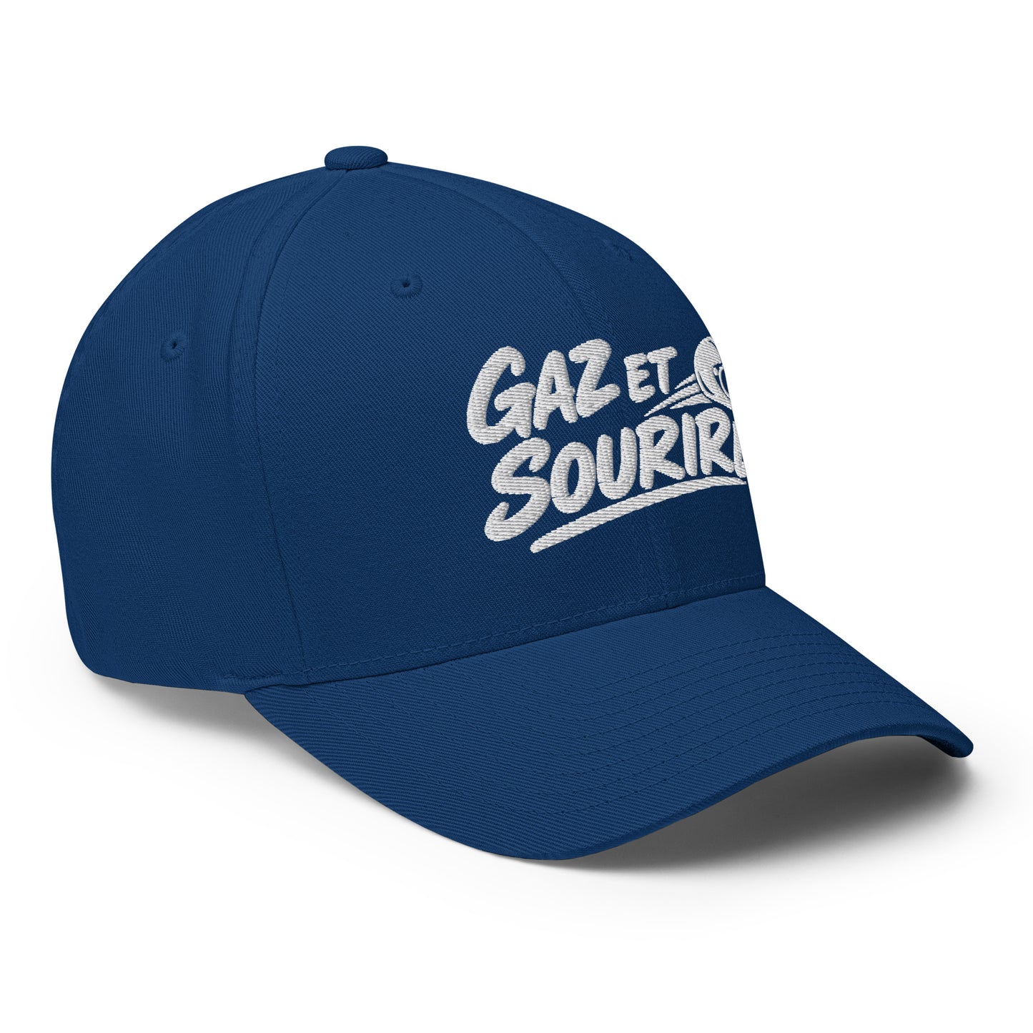 Casquette Casquette, brodée « Gaz et sourire », en Bleu Roi, vue de trois quarts, image 31