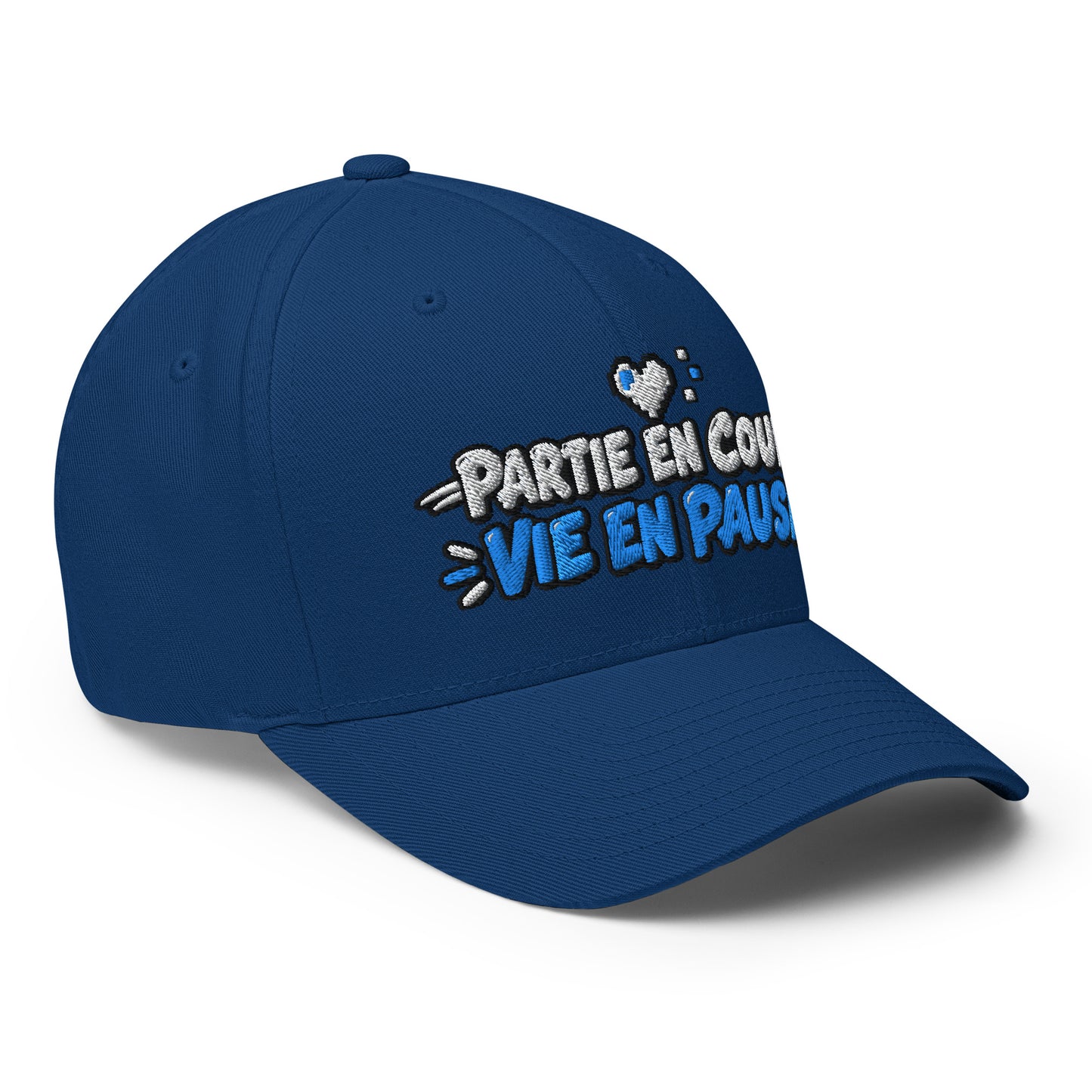 Casquette Casquette, brodée « Partie en cours, vie en pause », en Bleu Roi, vue de trois quarts, image 32