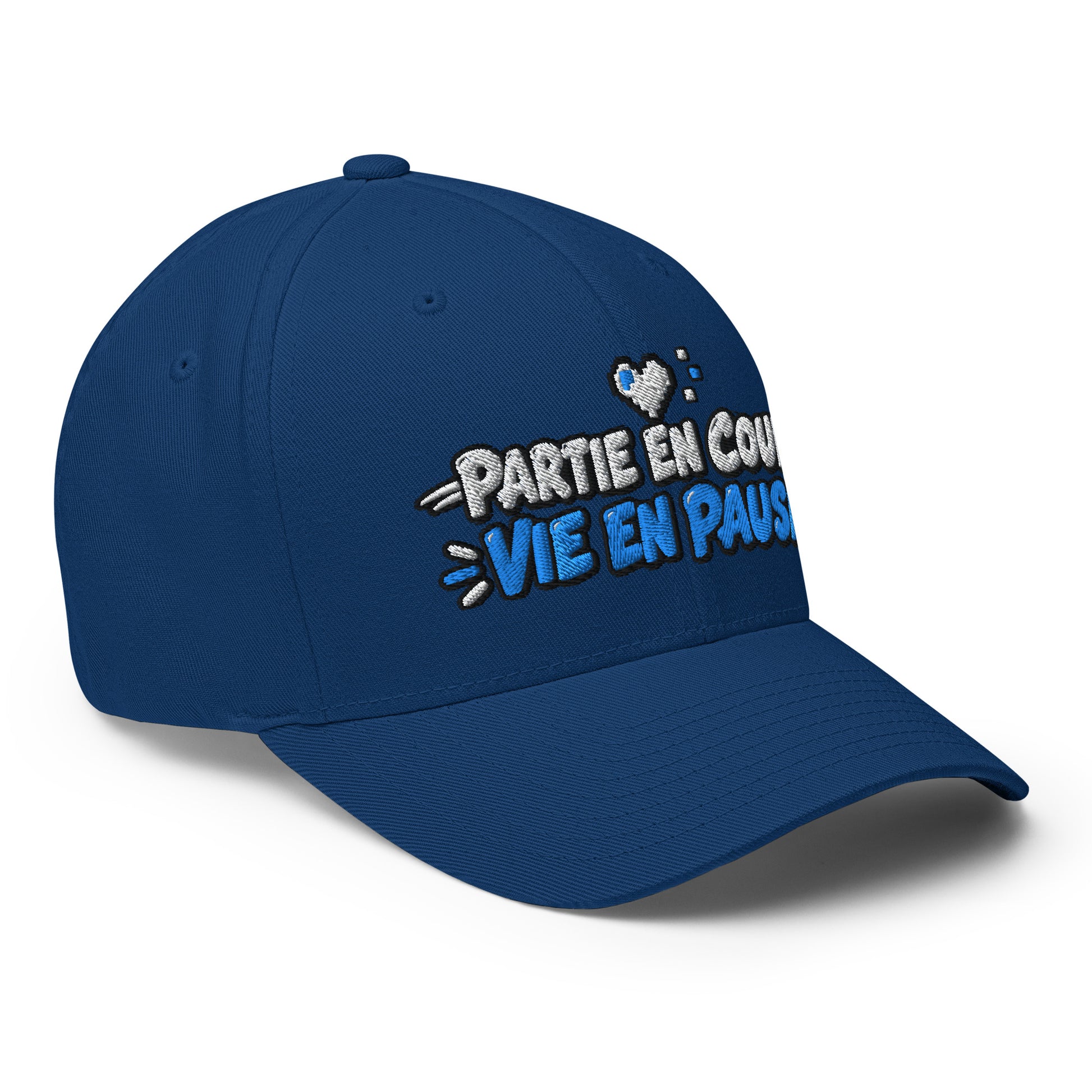 Casquette Casquette, brodée « Partie en cours, vie en pause », en Bleu Roi, vue de trois quarts, image 32