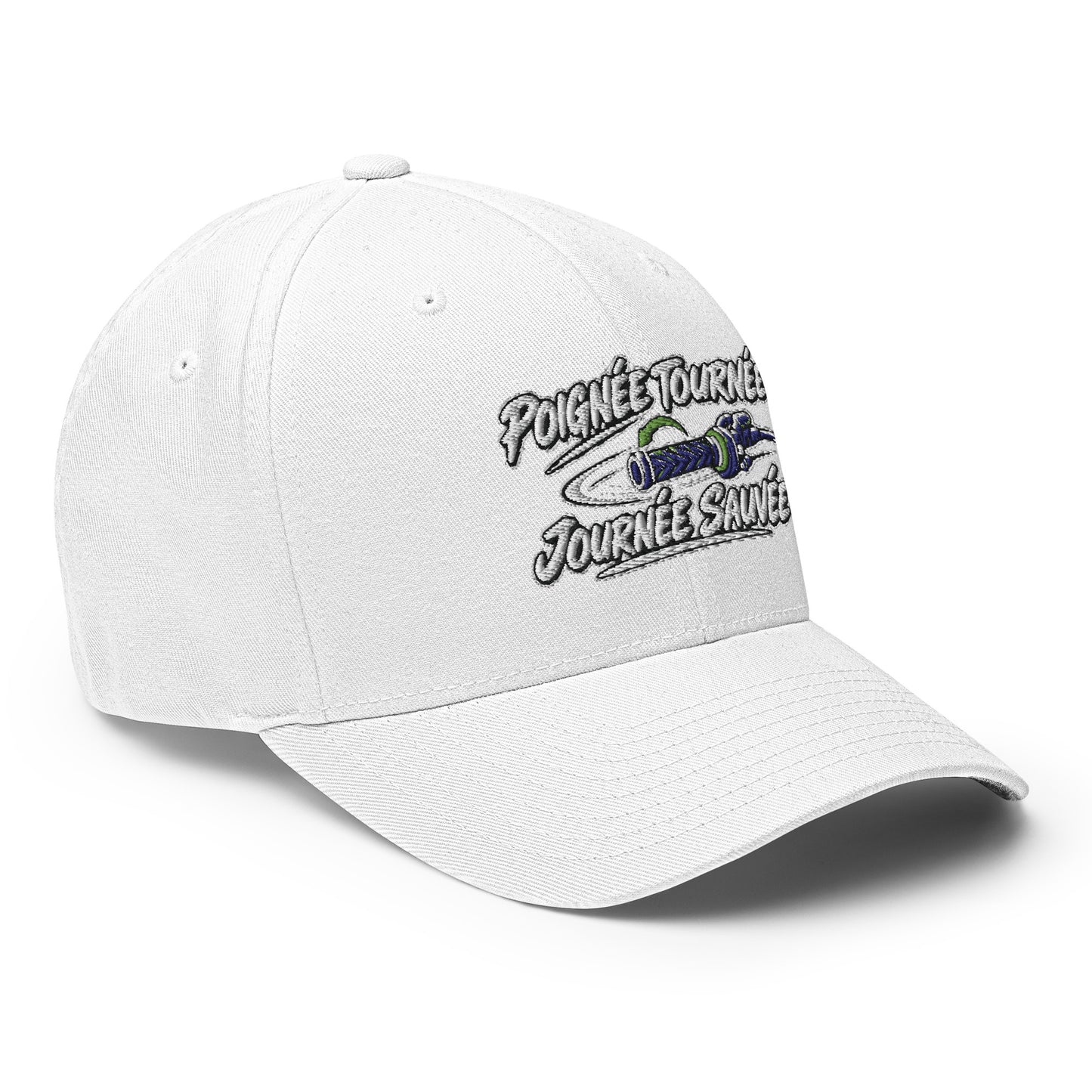 Casquette Casquette, brodée « Poignée tournée, journée sauvée », en Rouge, vue de trois quarts, image 66