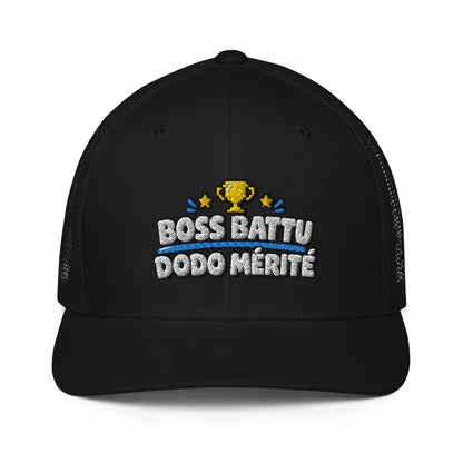 Casquette Casquette, brodée « Boss battu, Dodo mérité », vue de face, image 2