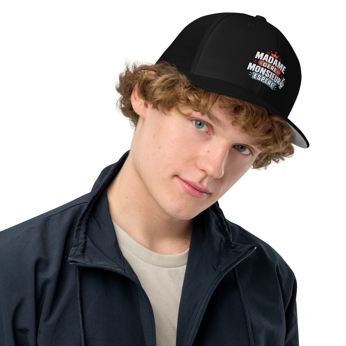Casquette Casquette, brodée « Madame gère, monsieur espère », vue de face, image 4