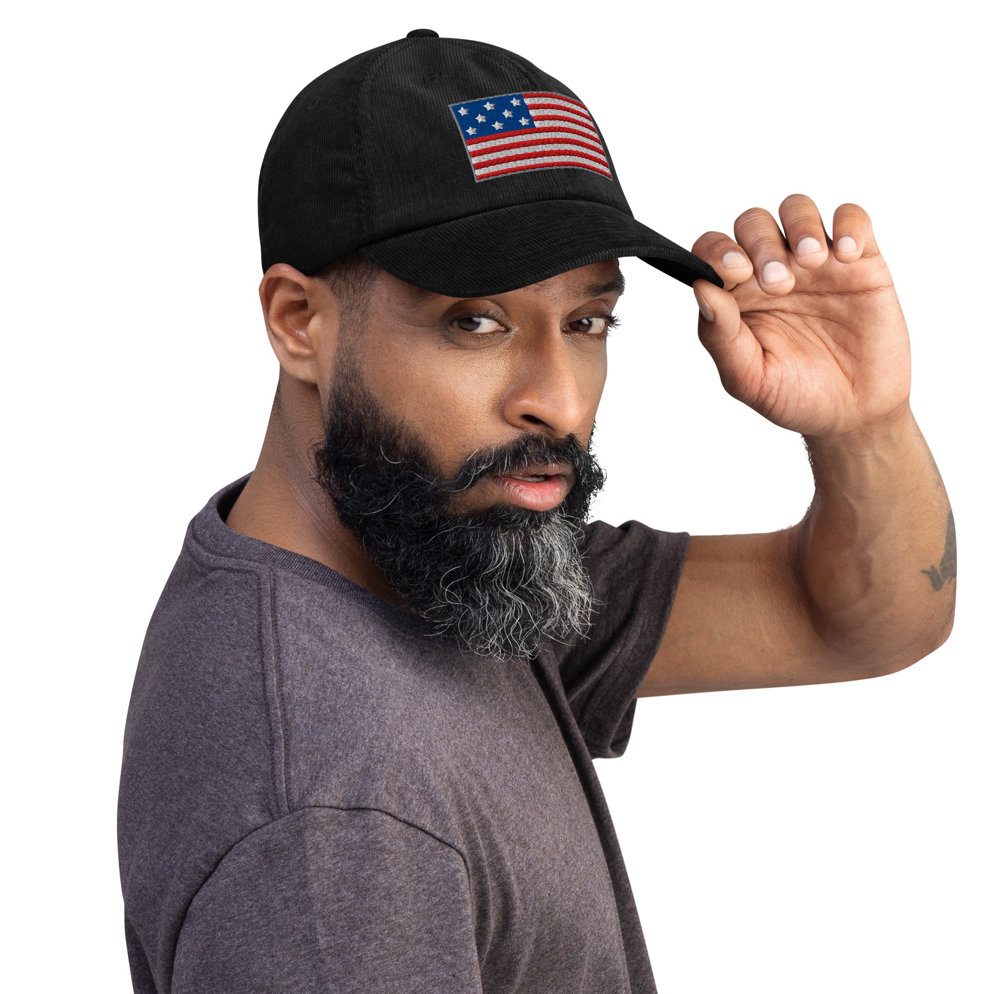 Casquette Casquette, brodée « Drapeau Américain USA », en Noir, vue de trois quarts, image 5
