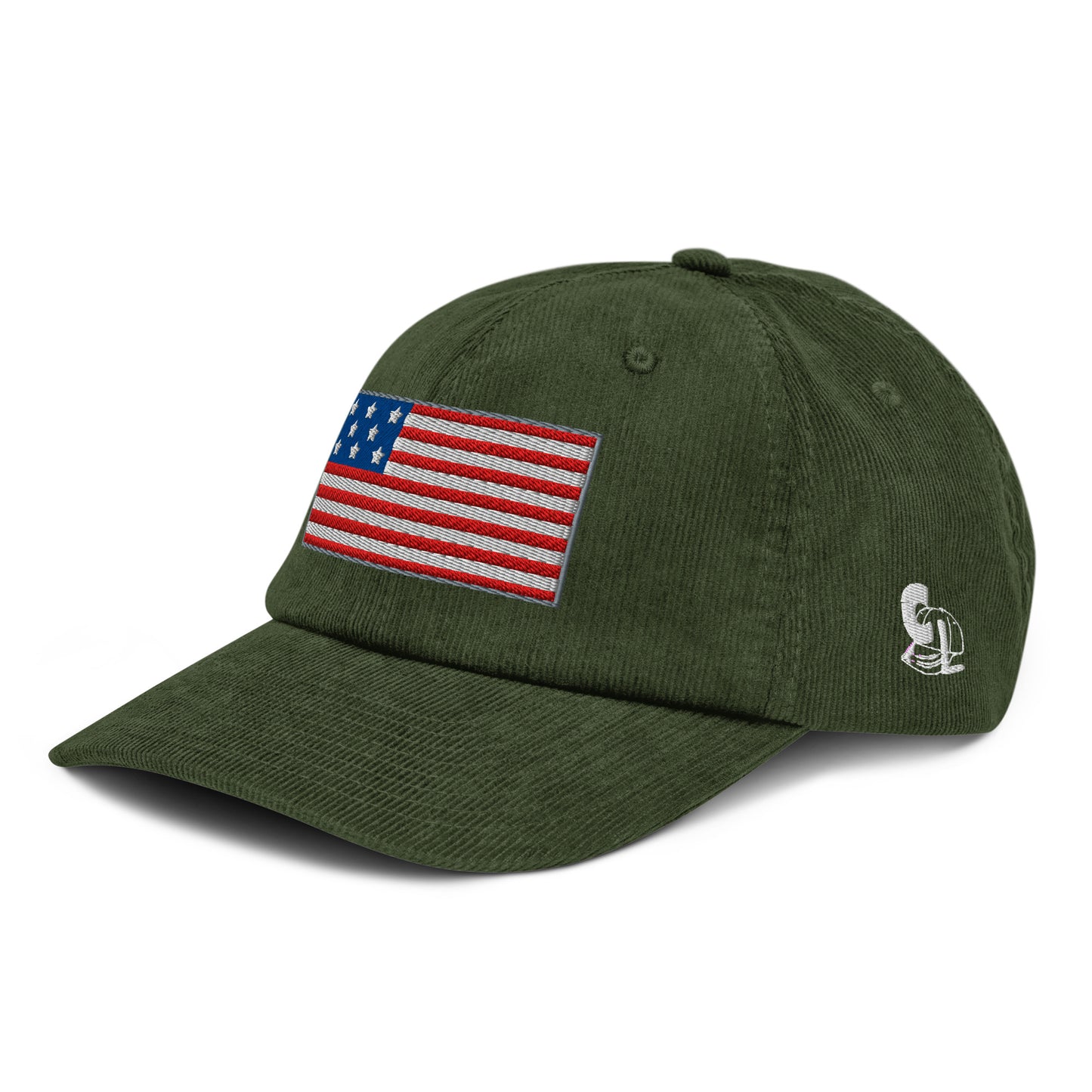 Casquette Casquette, brodée « Drapeau Américain USA », en Dark Olive, vue de trois quarts