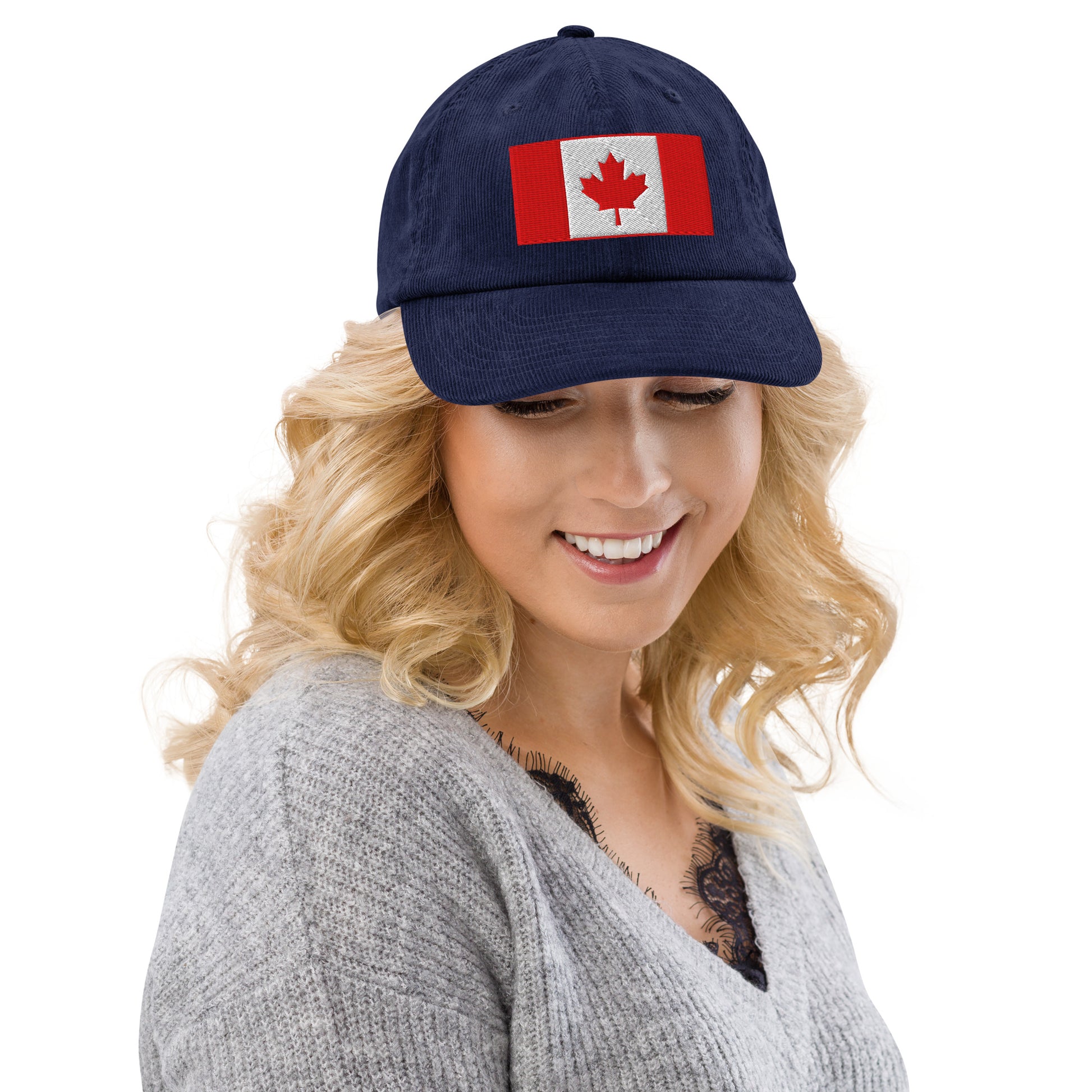 Casquette Casquette, brodée « Drapeau du Canada », en Oxford Navy, vue de face, image 18