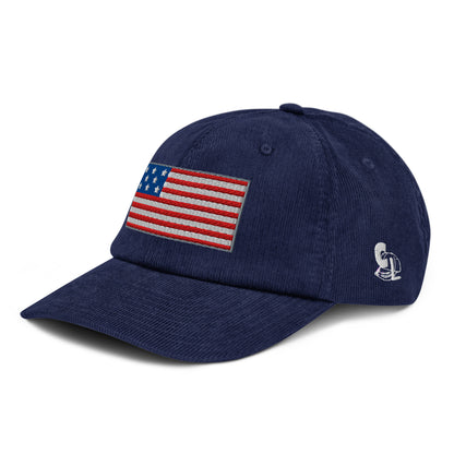 Casquette Casquette, brodée « Drapeau Américain USA », en Oxford Navy, vue de trois quarts, image 3