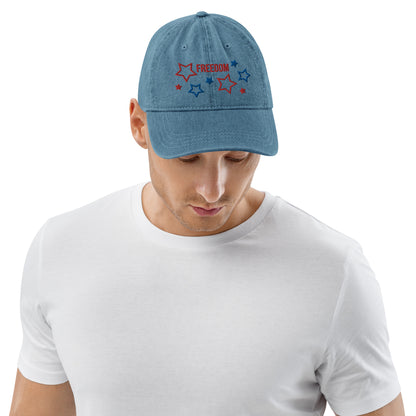 Casquette de baseball en Jean de couleur bleue "Freedom"