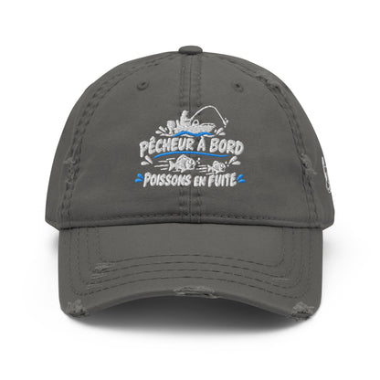 Casquette Baseball, brodée « Pêcheur à bord, poissons en fuite », en Charcoal Grey, vue de face, image 2