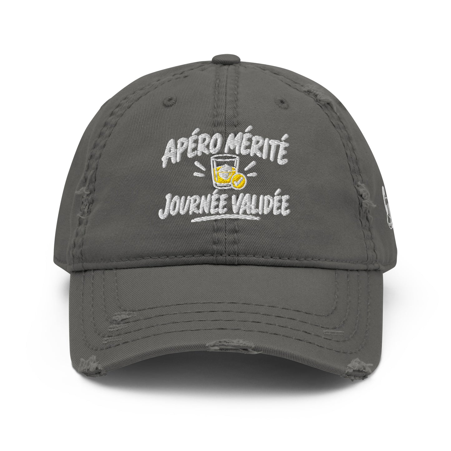 Casquette Baseball, brodée « Apéro validé, journée validée », en Charcoal Grey, vue de face, image 3