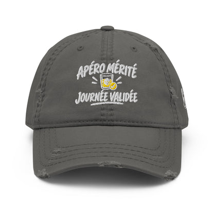 Casquette Baseball, brodée « Apéro validé, journée validée », en Charcoal Grey, vue de face, image 3