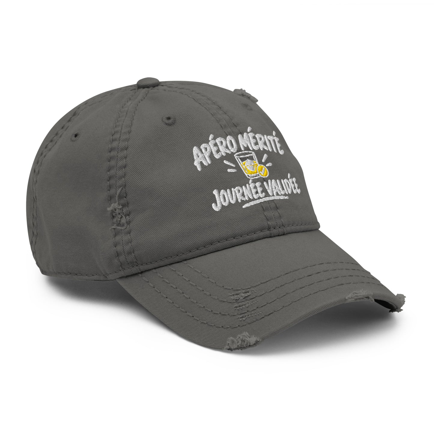Casquette Baseball, brodée « Apéro validé, journée validée », en Charcoal Grey, vue de trois quarts, image 12