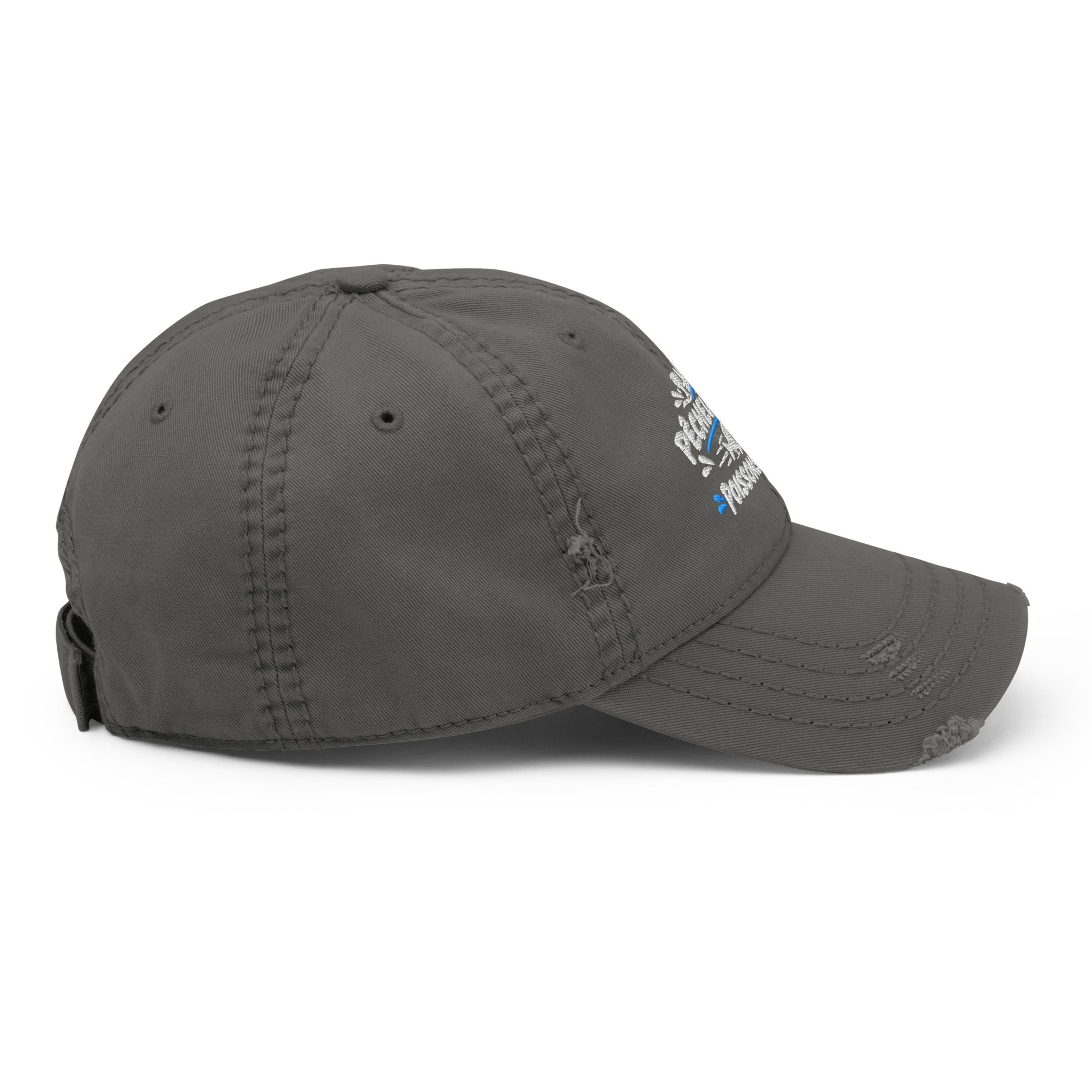 Casquette Baseball, brodée « Pêcheur à bord, poissons en fuite », en Charcoal Grey, vue de côté, image 13
