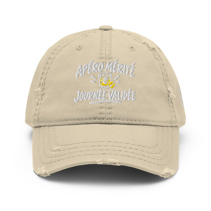 Casquette Baseball, brodée « Apéro validé, journée validée », en Kaki, vue de face, image 2