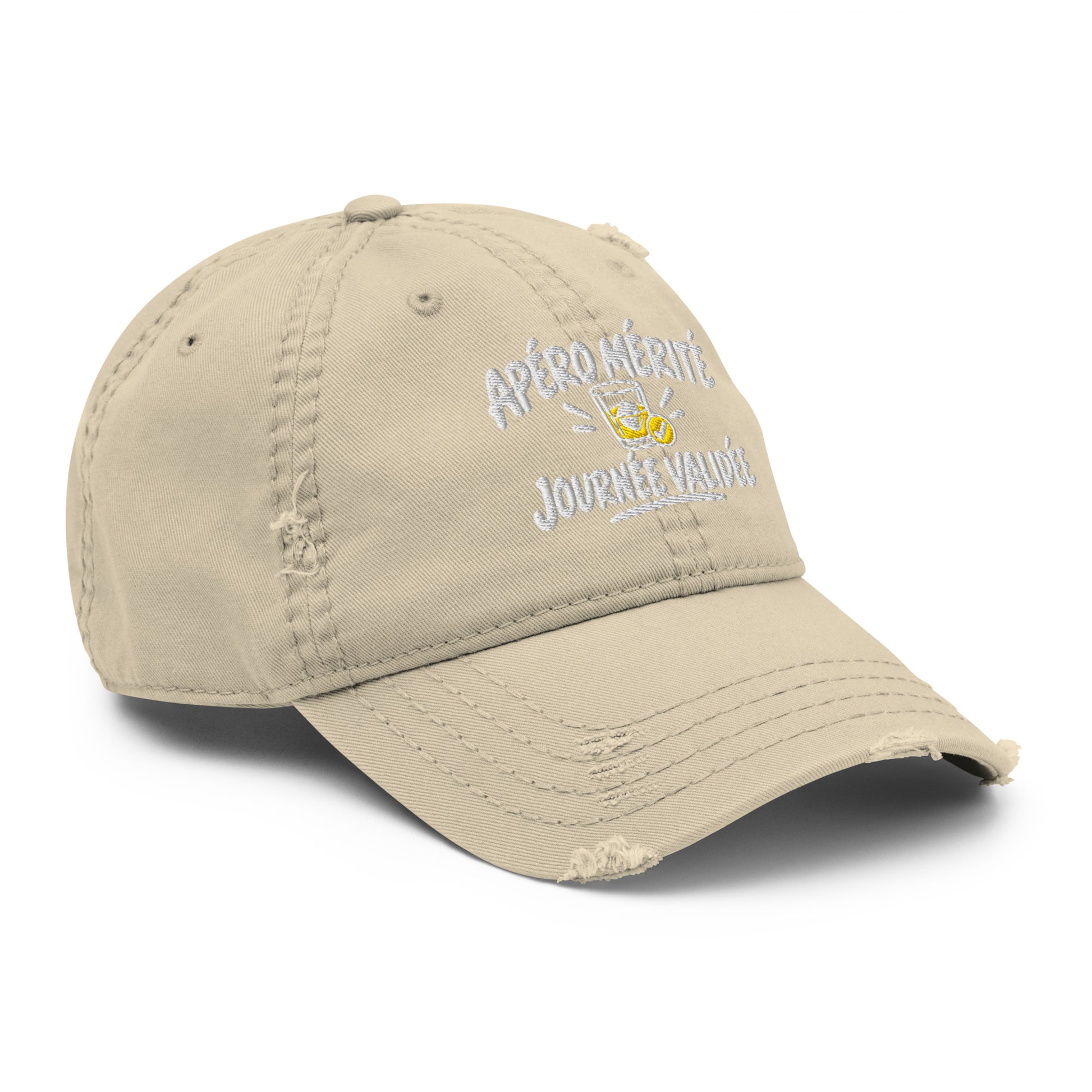 Casquette Baseball, brodée « Apéro validé, journée validée », en Kaki, vue de trois quarts, image 17