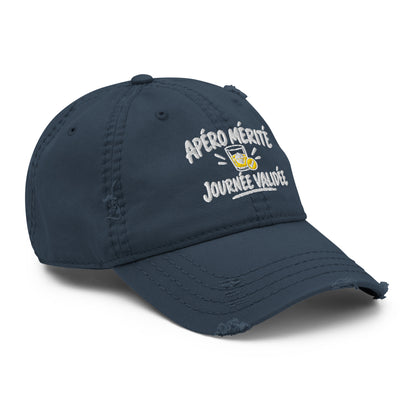 Casquette Baseball, brodée « Apéro validé, journée validée », en Bleu Marine, vue de trois quarts, image 7