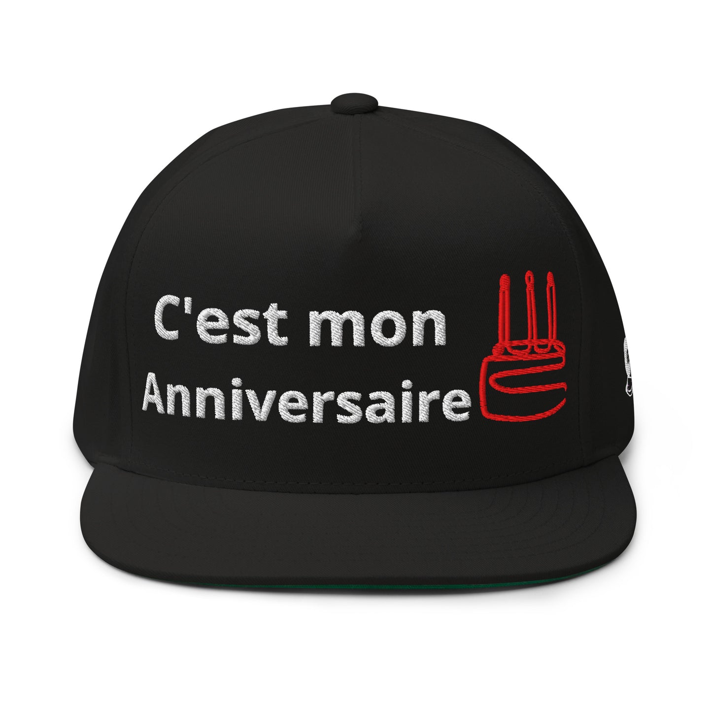 Casquette Snapback, brodée « C'est mon anniversaire », en Noir, vue de face, image 2