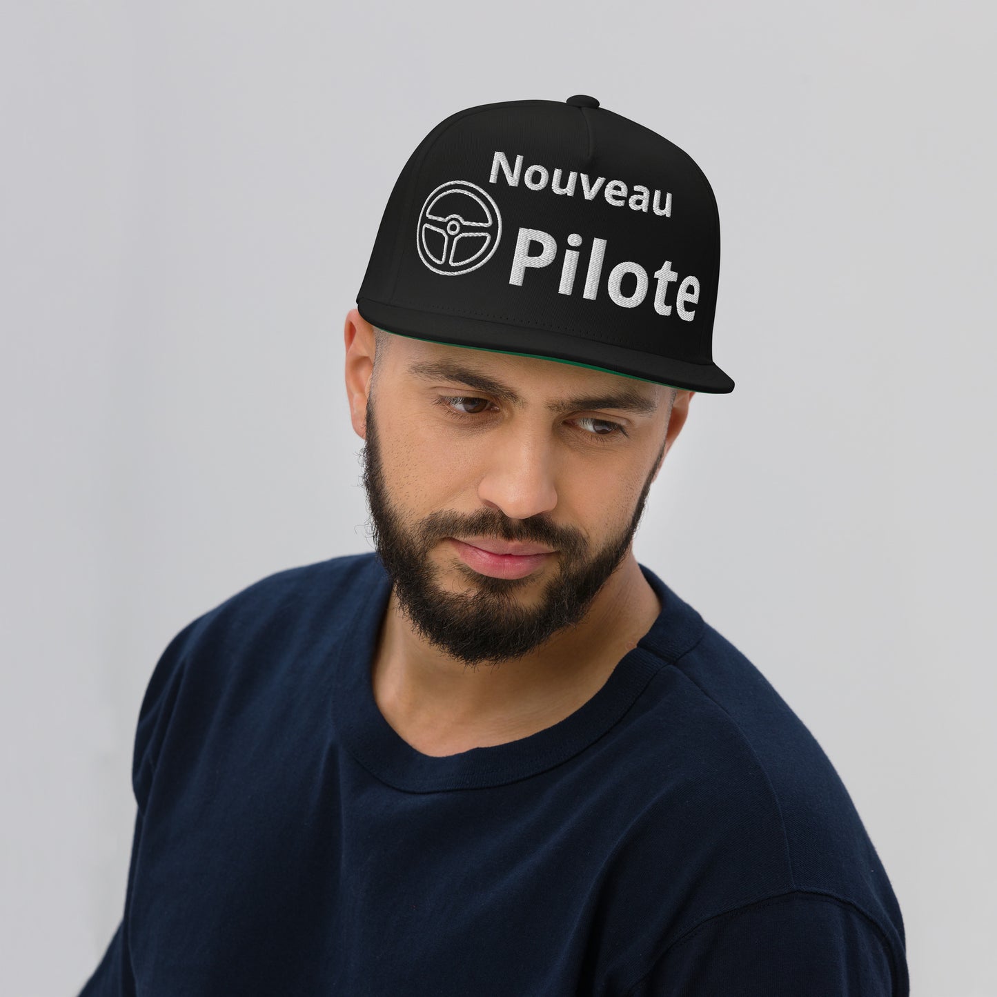 Casquette Snapback, brodée « Nouveau Pilote », en Noir, vue de face, image 5