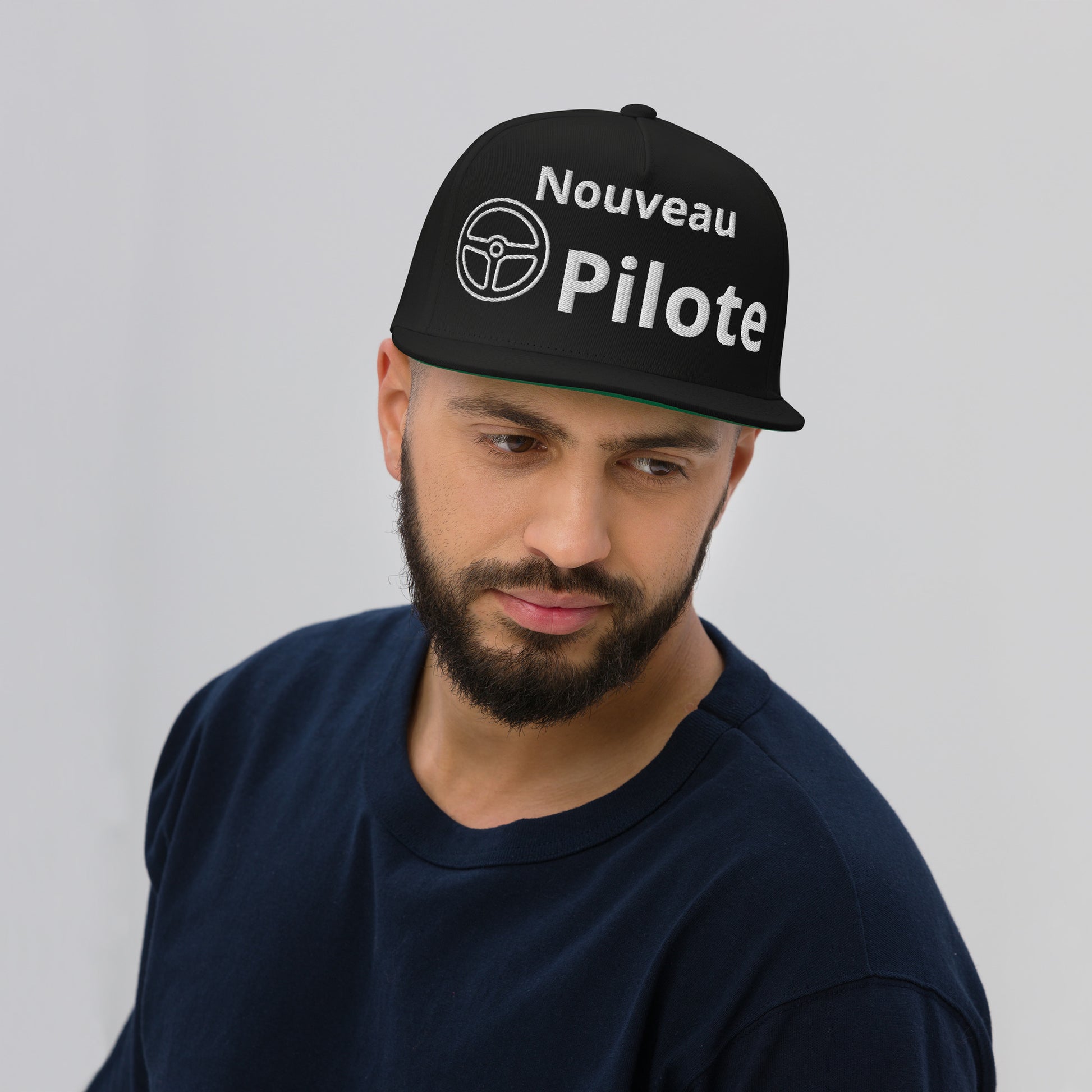 Casquette Snapback, brodée « Nouveau Pilote », en Noir, vue de face, image 5