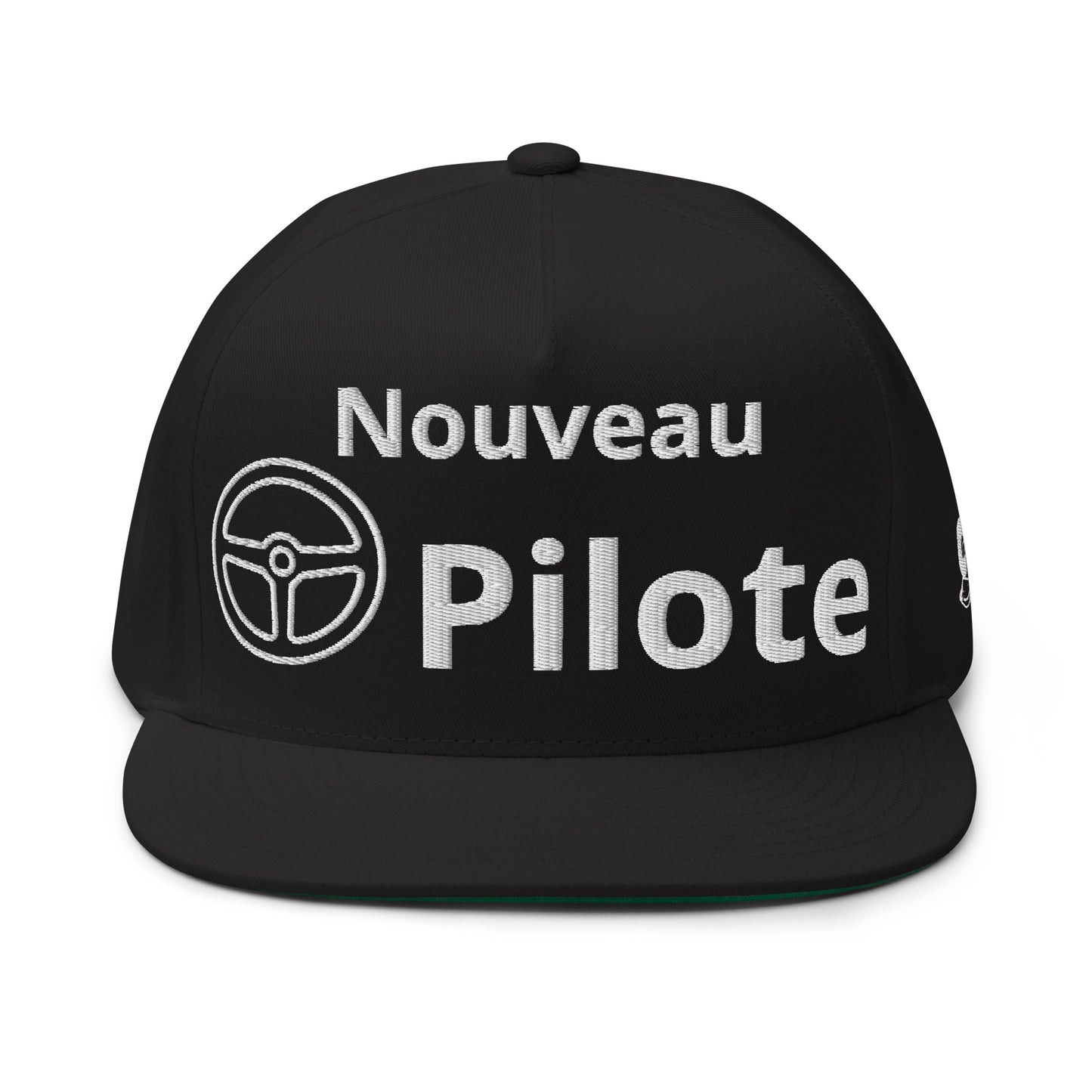Casquette Snapback, brodée « Nouveau Pilote », en Noir, vue de face, image 2