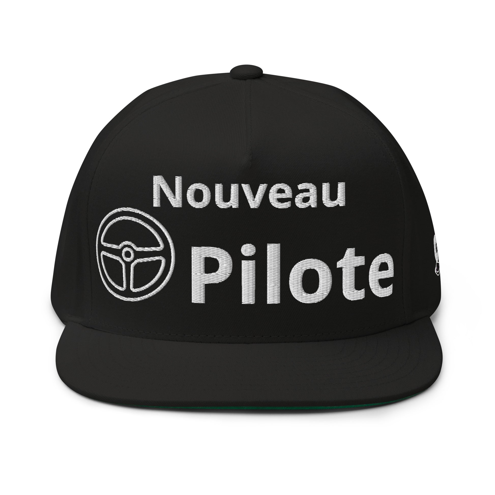 Casquette Snapback, brodée « Nouveau Pilote », en Noir, vue de face, image 2