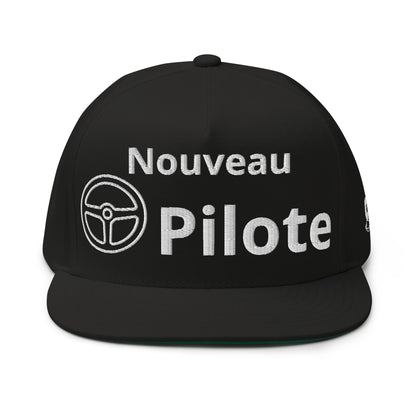 Casquette Snapback, brodée « Nouveau Pilote », en Noir, vue de face, image 2