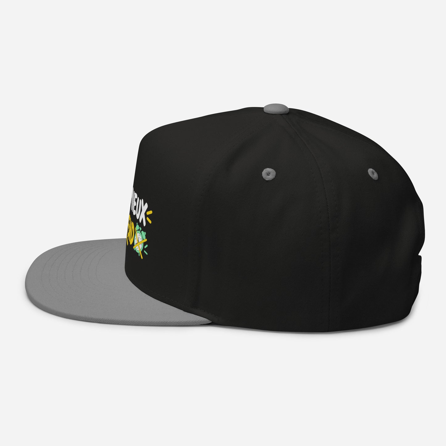 Casquette Snapback, brodée « Je bosse mieux en weekend », en Noir, vue de côté, image 10