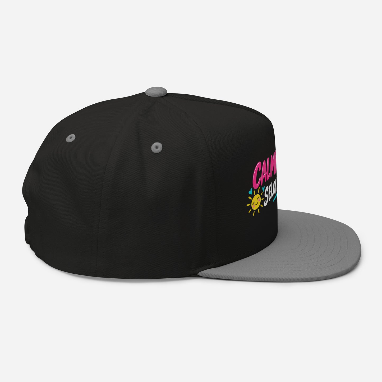 Casquette Snapback, brodée « Calme et douce selon la météo », en Noir, vue de côté, image 13