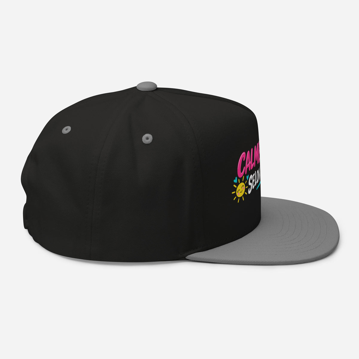Casquette Snapback, brodée « Calme et douce selon la météo », en Noir, vue de côté, image 13