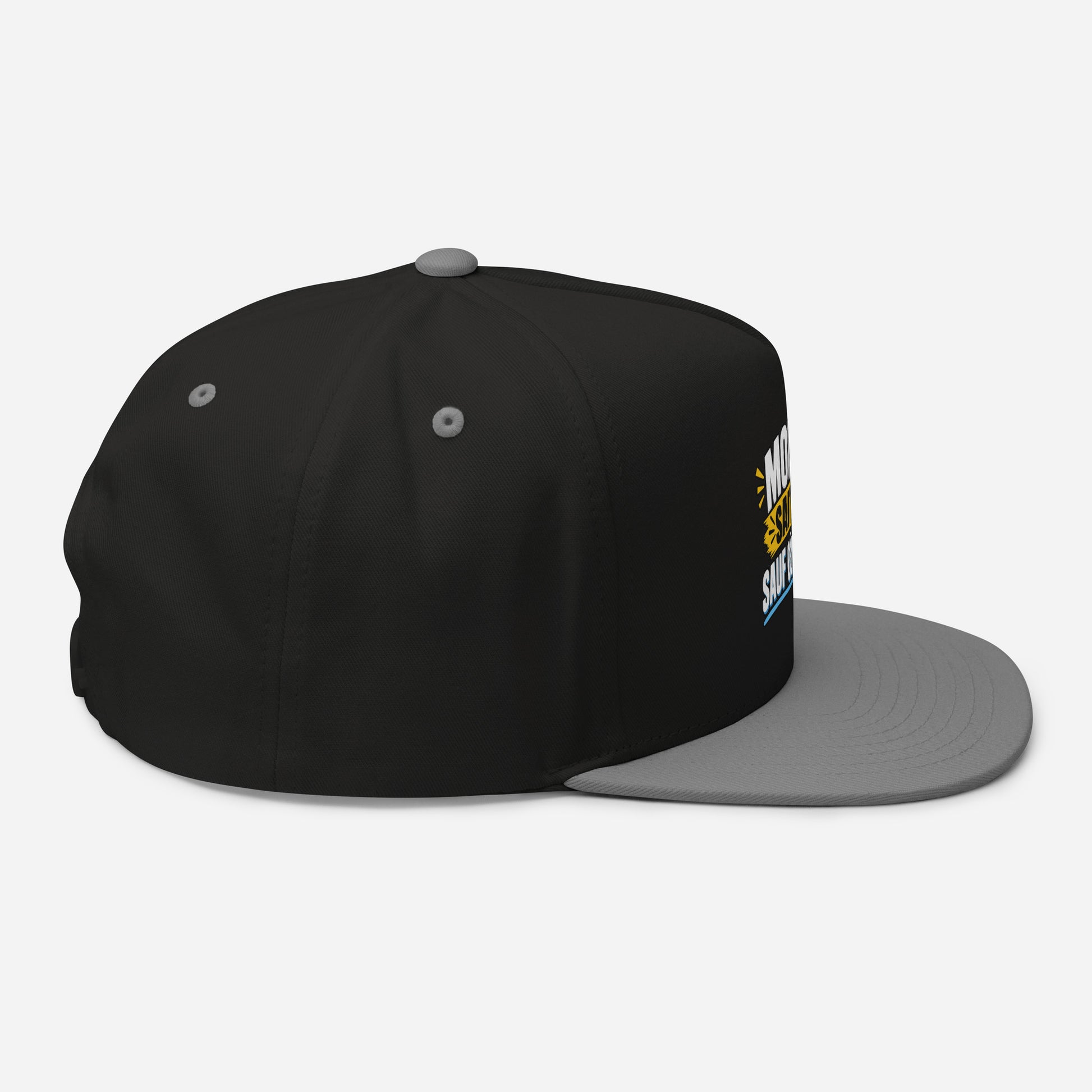 Casquette Snapback, brodée « Monsieur sait tout, sauf ou sait », en Noir, vue de côté, image 12