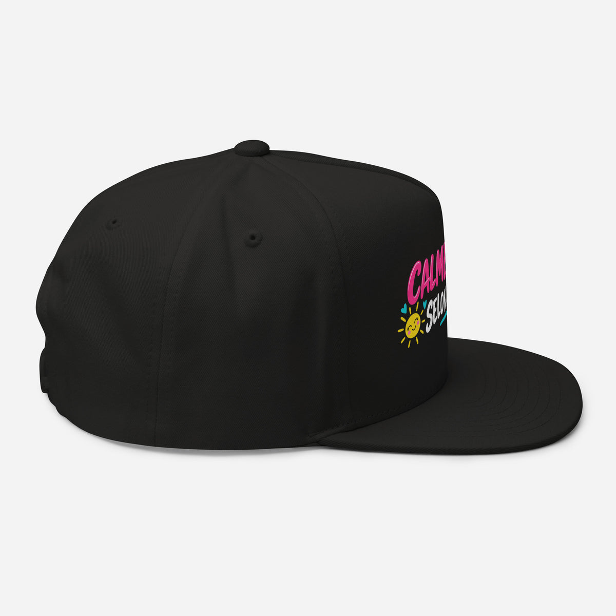 Casquette Snapback, brodée « Calme et douce selon la météo », en Noir, vue de côté, image 7