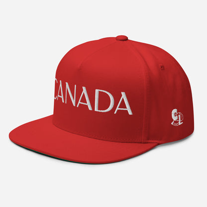 Casquette Snapback, brodée « Canada », en Rouge, vue de trois quarts