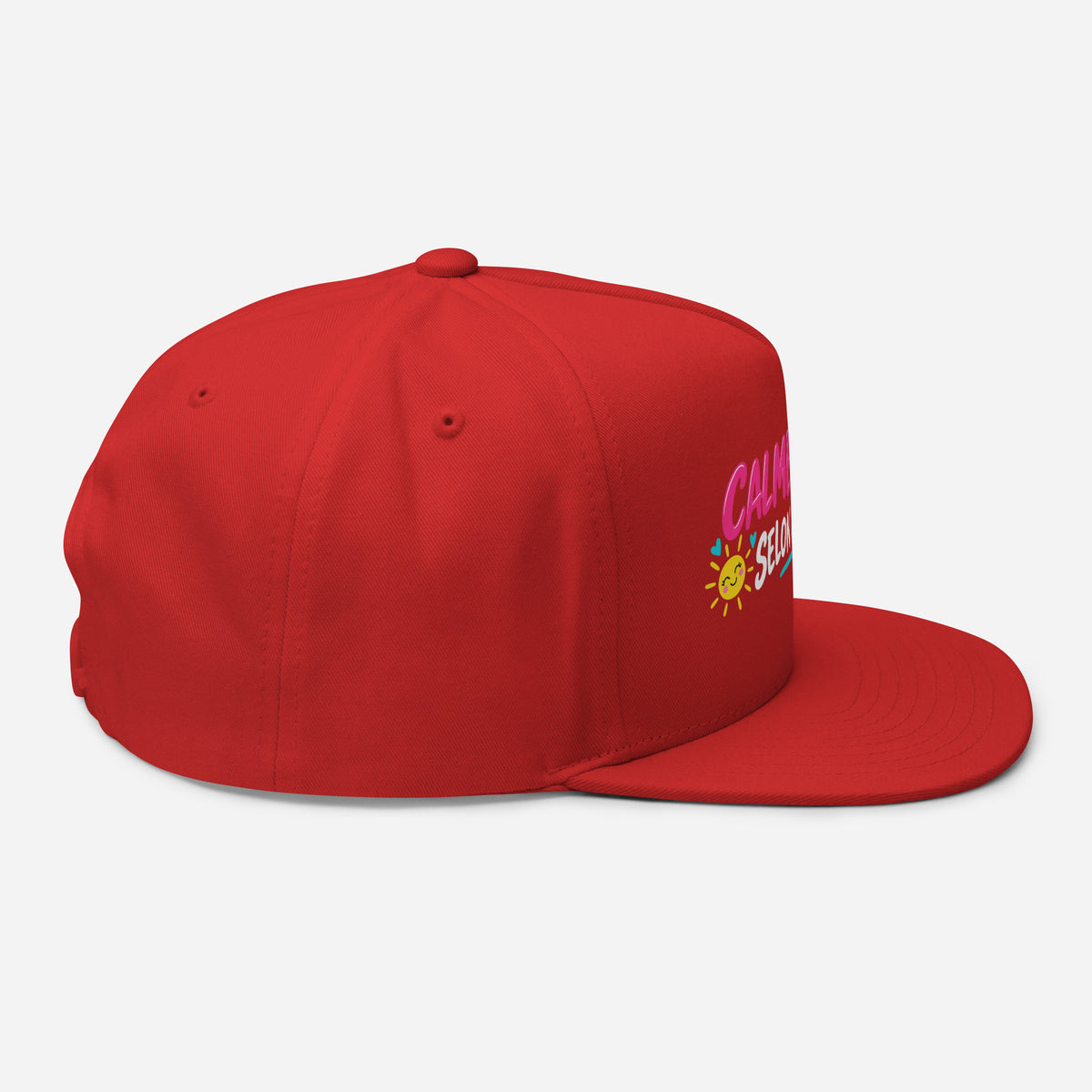 Casquette Snapback, brodée « Calme et douce selon la météo », en Rouge, vue de côté, image 25