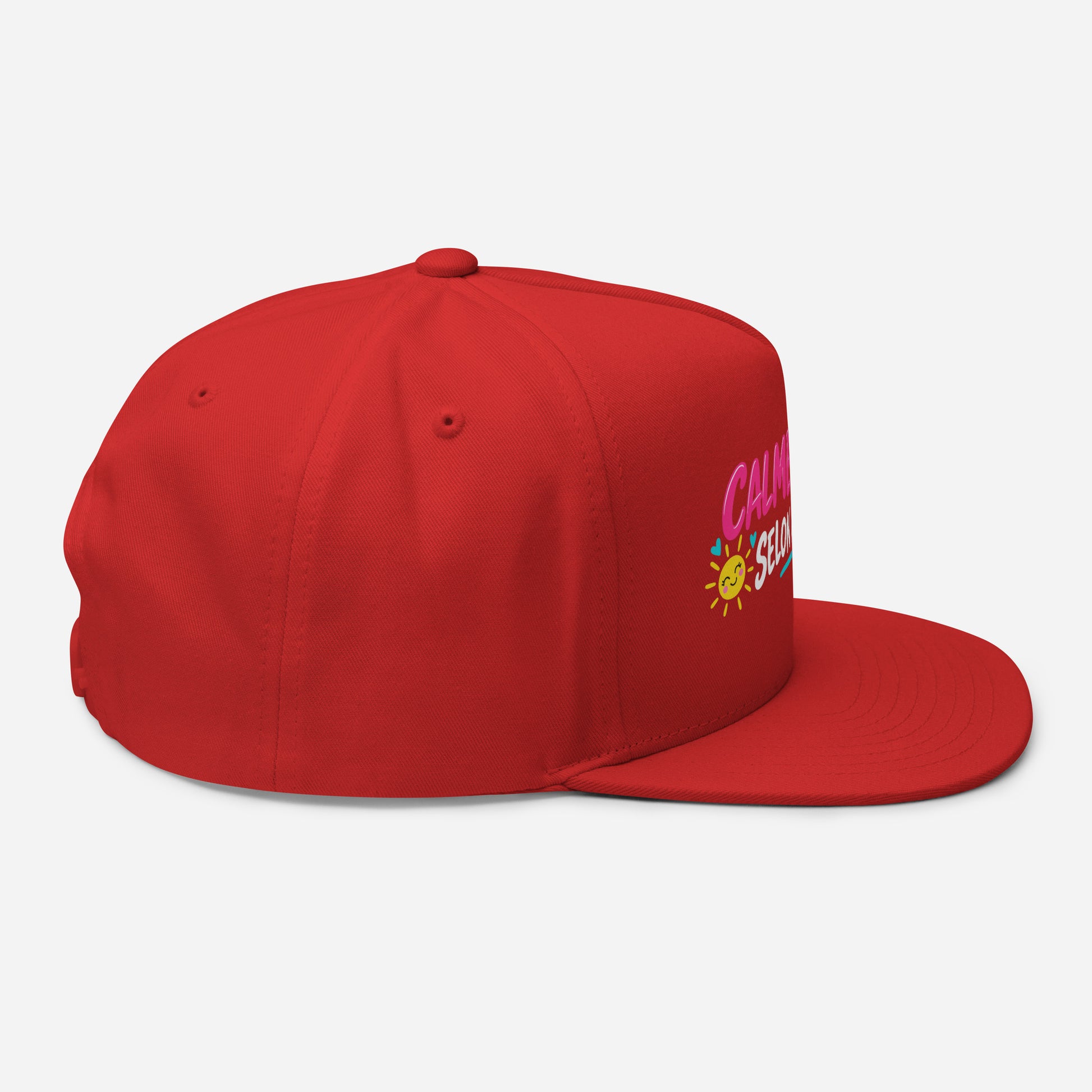 Casquette Snapback, brodée « Calme et douce selon la météo », en Rouge, vue de côté, image 25