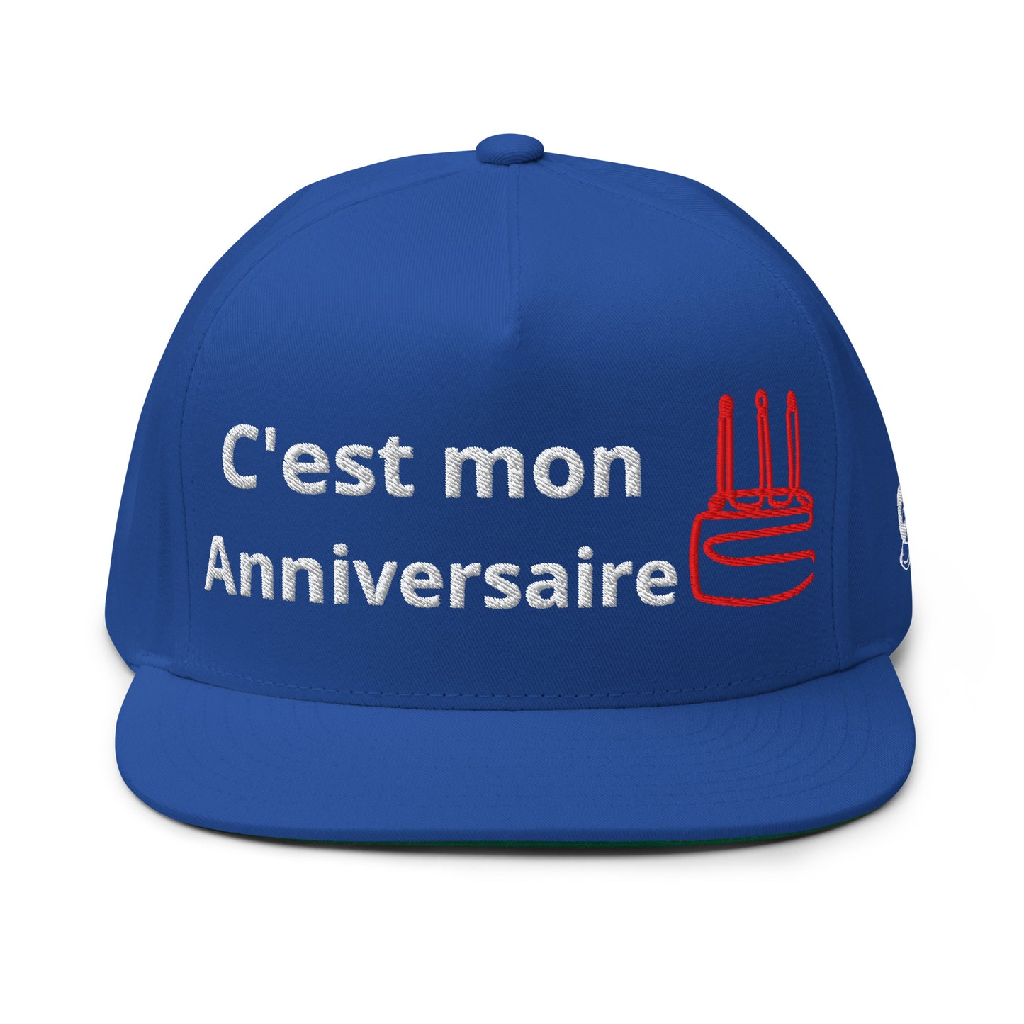 Casquette Snapback, brodée « C'est mon anniversaire », en Bleu Roi, vue de face, image 14