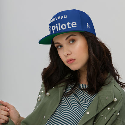 Casquette Snapback, brodée « Nouveau Pilote », en Bleu Roi, vue de face, image 4