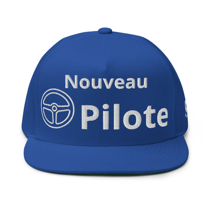 Casquette Snapback, brodée « Nouveau Pilote », en Bleu Roi, vue de face, image 3