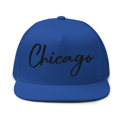 Casquette Snapback, brodée « Chicago », en Bleu Roi, vue de face, image 14