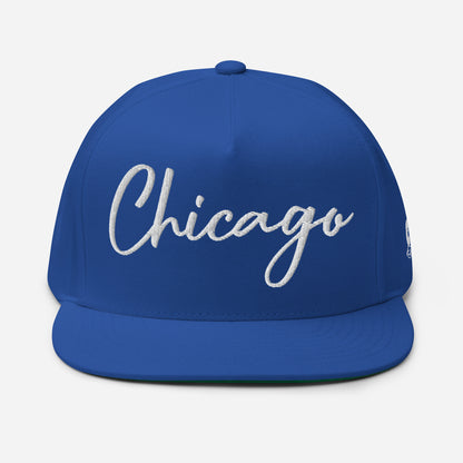 Casquette Snapback, brodée « Chicago », en Bleu Roi, vue de face, image 14