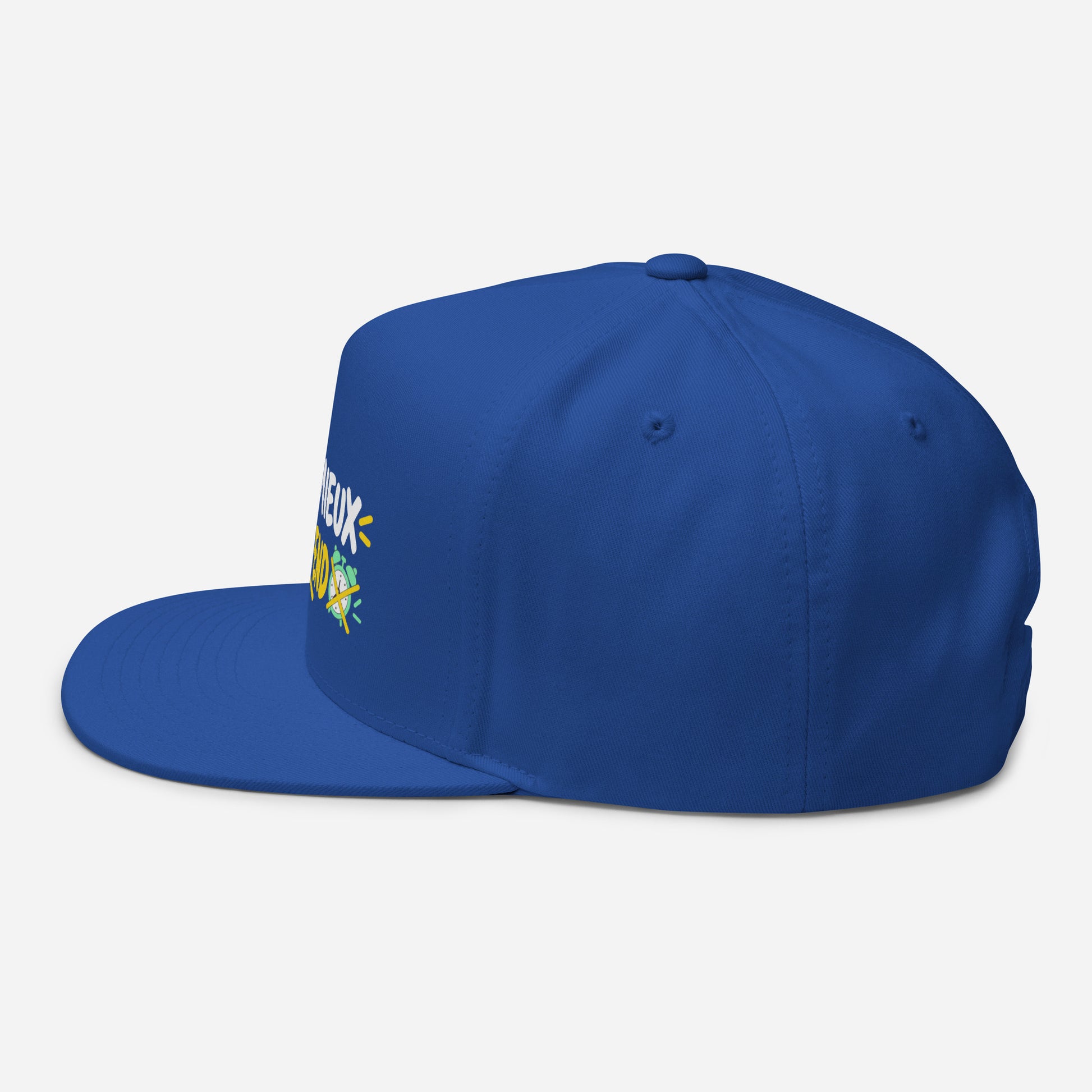 Casquette Snapback, brodée « Je bosse mieux en weekend », en Bleu Roi, vue de côté, image 16