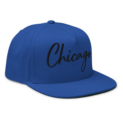 Casquette Snapback, brodée « Chicago », en Bleu Roi, vue de trois quarts, image 17