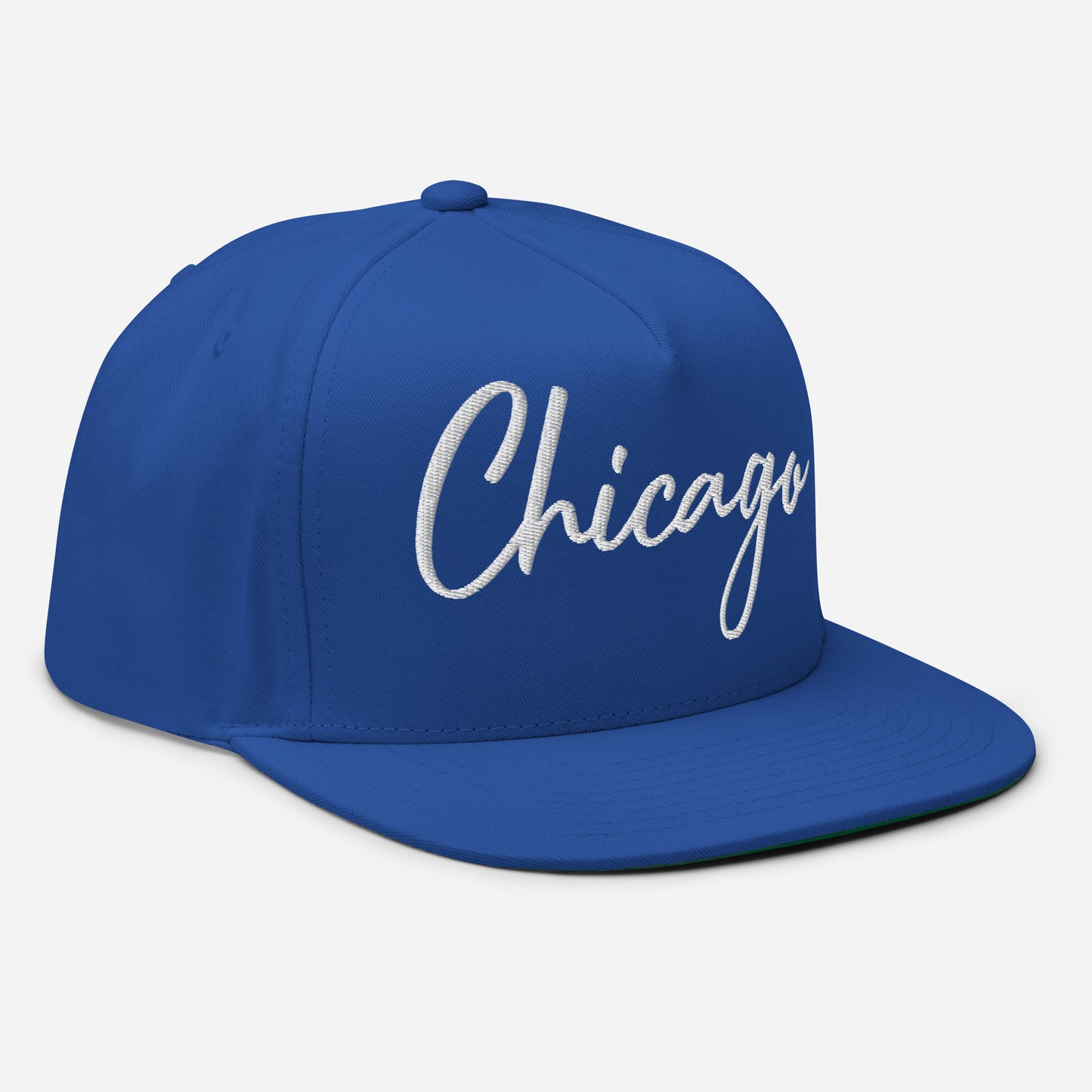 Casquette Snapback, brodée « Chicago », en Bleu Roi, vue de trois quarts, image 18