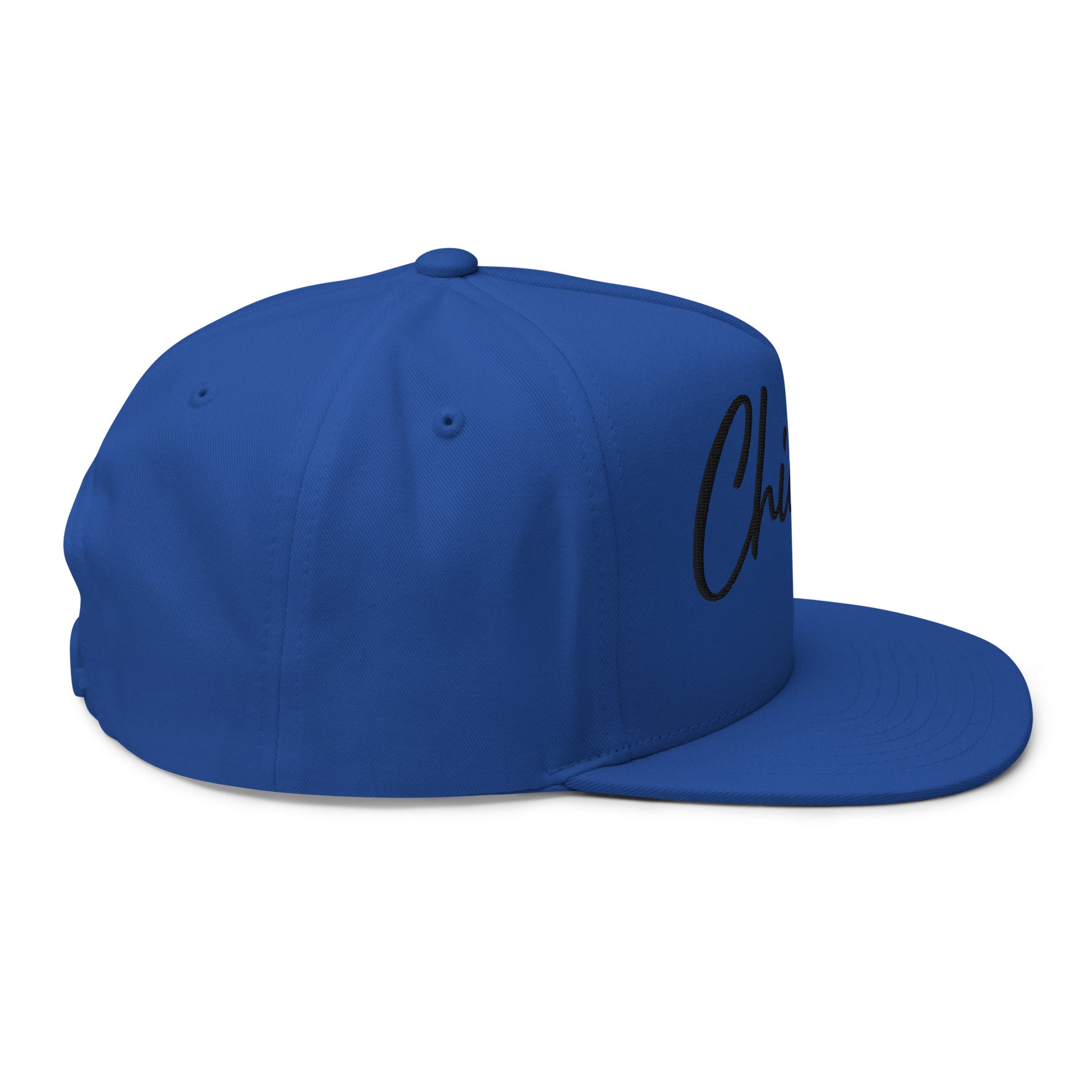 Casquette Snapback, brodée « Chicago », en Bleu Roi, vue de côté, image 18