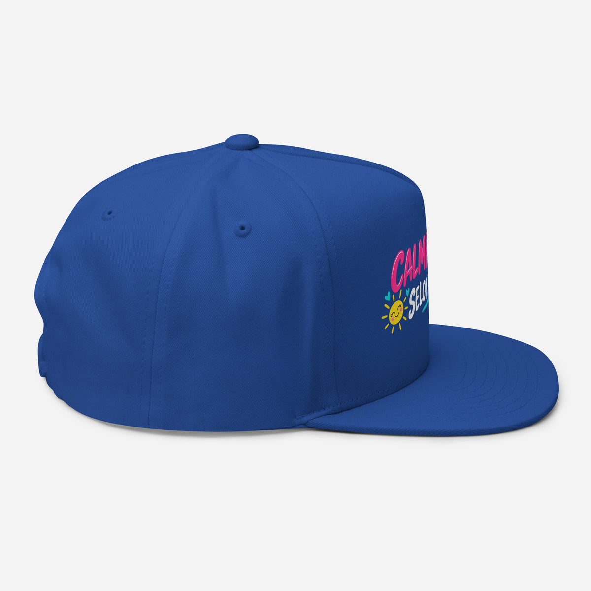 Casquette Snapback, brodée « Calme et douce selon la météo », en Bleu Roi, vue de côté, image 19
