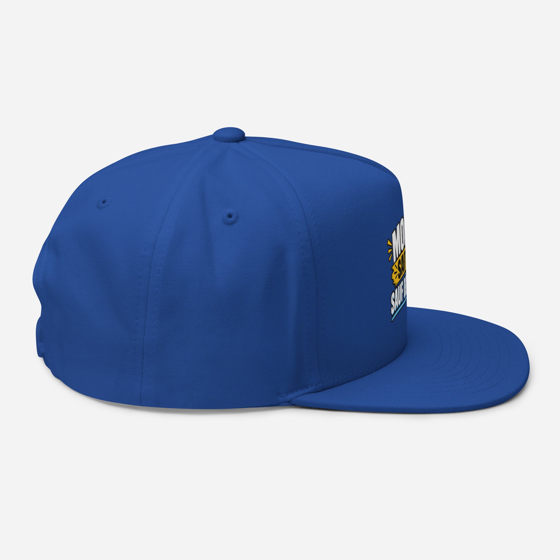 Casquette Snapback, brodée « Monsieur sait tout, sauf ou sait », en Bleu Roi, vue de côté, image 18