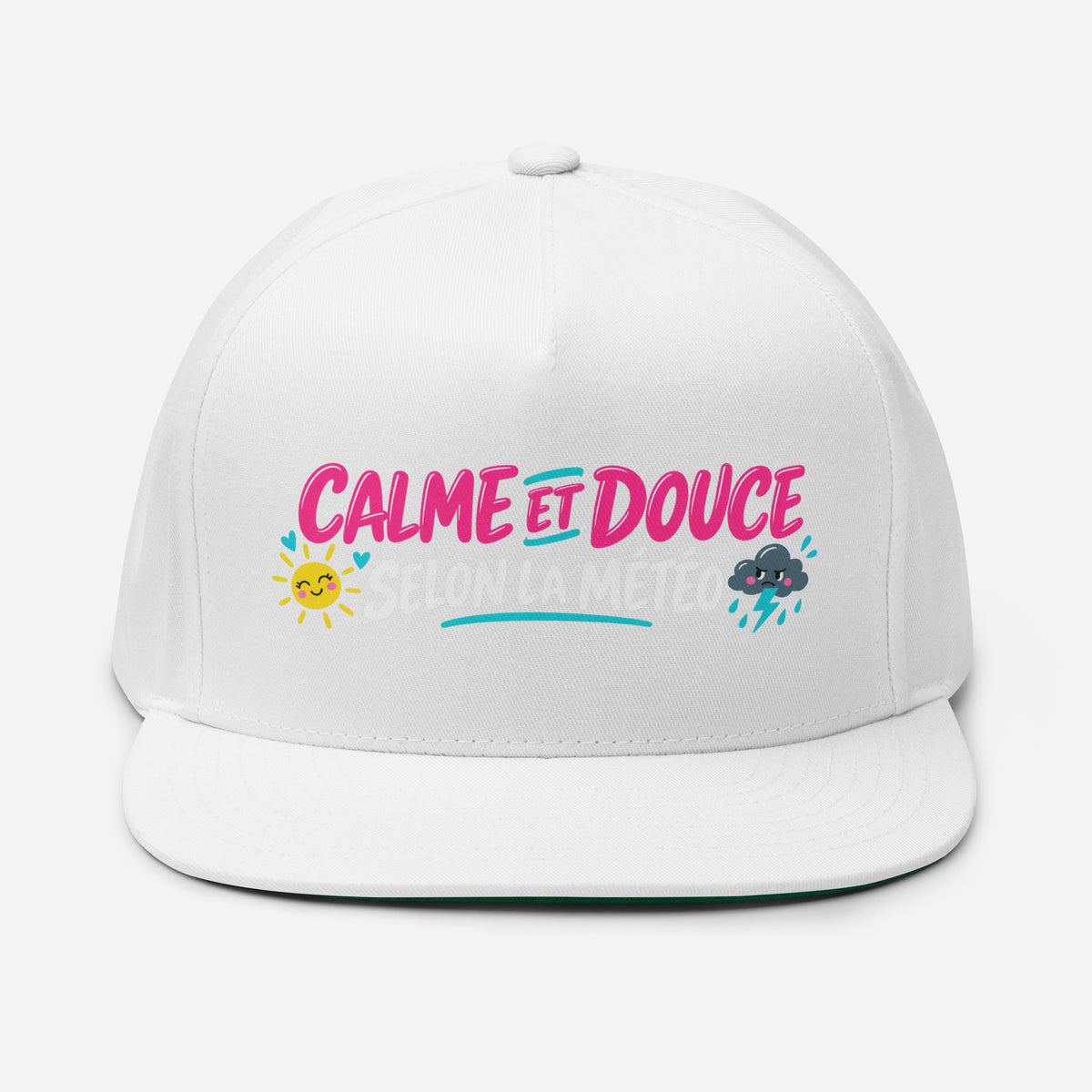 Casquette Snapback, brodée « Calme et douce selon la météo », vue de face, image 27