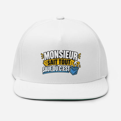 Casquette Snapback, brodée « Monsieur sait tout, sauf ou sait », vue de face, image 26