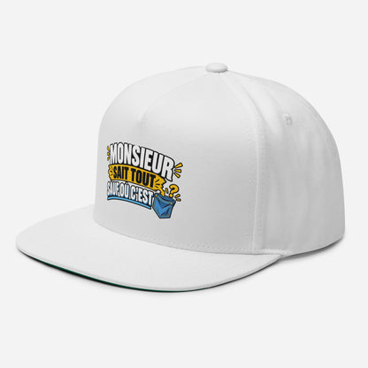 Casquette Snapback, brodée « Monsieur sait tout, sauf ou sait », vue de trois quarts, image 27
