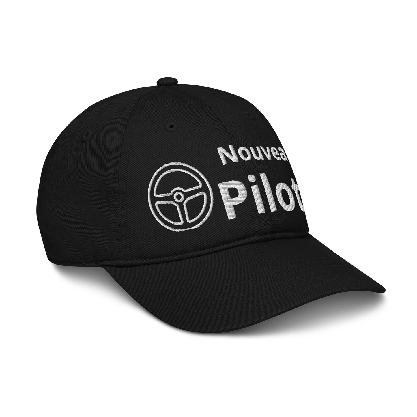 Casquette Baseball, brodée « Nouveau pilote », en Noir, vue de trois quarts, image 14